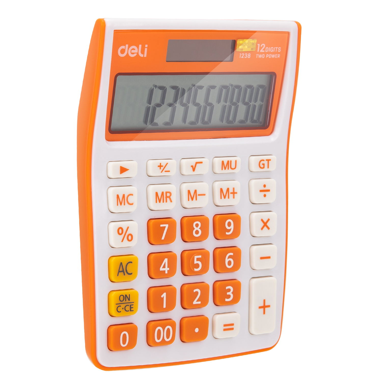 deli E1238 Desktop Calculator, Plastic-12 digits, Orange - Image 2