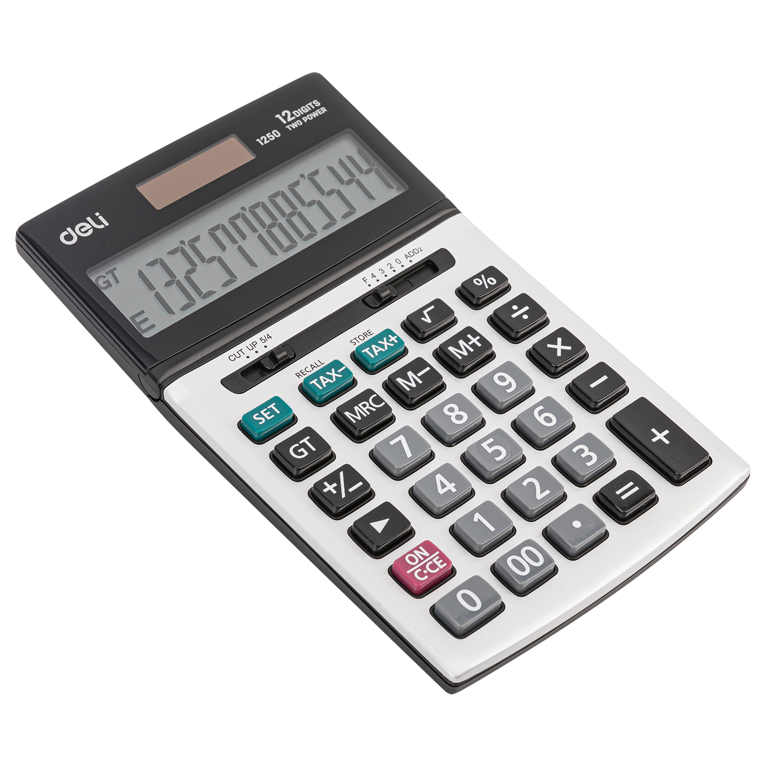 deli E1250 Desktop Calculator, Metal-12 digits,tax, Silver - Image 2