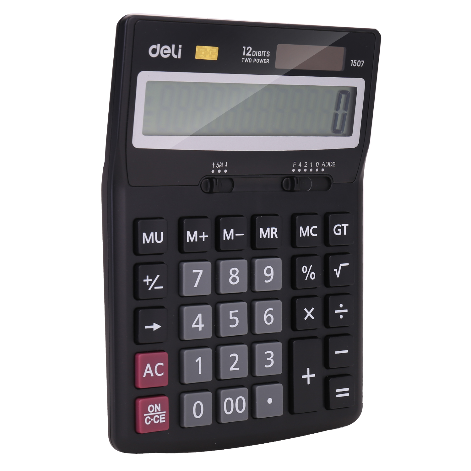 deli E1507 Desktop Calculator, Plastic-12 digits, Black - Image 2