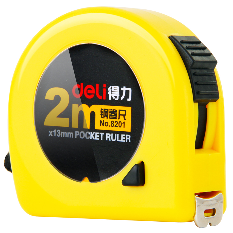 deli 8201 Steel Measure Tape, 2m, Yellow - Image 2