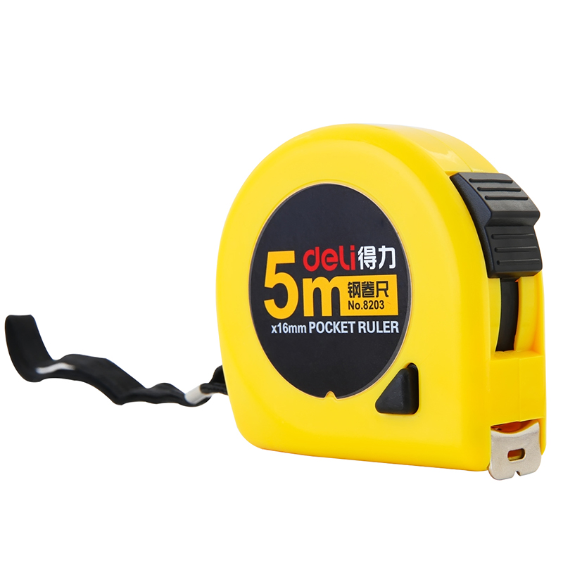 deli 8203 Steel Measure Tape, 5m, Yellow - Image 2