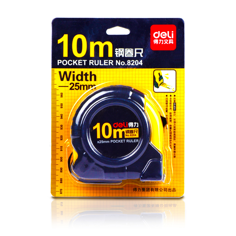 deli 8204 Steel Measure Tape, 50m, Yellow - Image 2