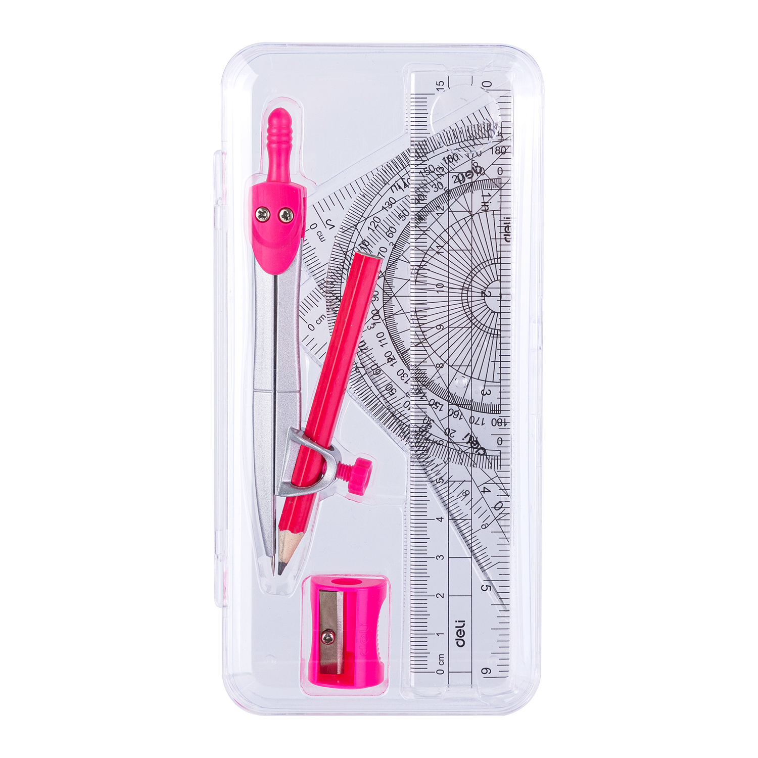 deli EH600 Drafting Set, 15cm ruler set,compass,sharpener, Assorted Colors - Image 2