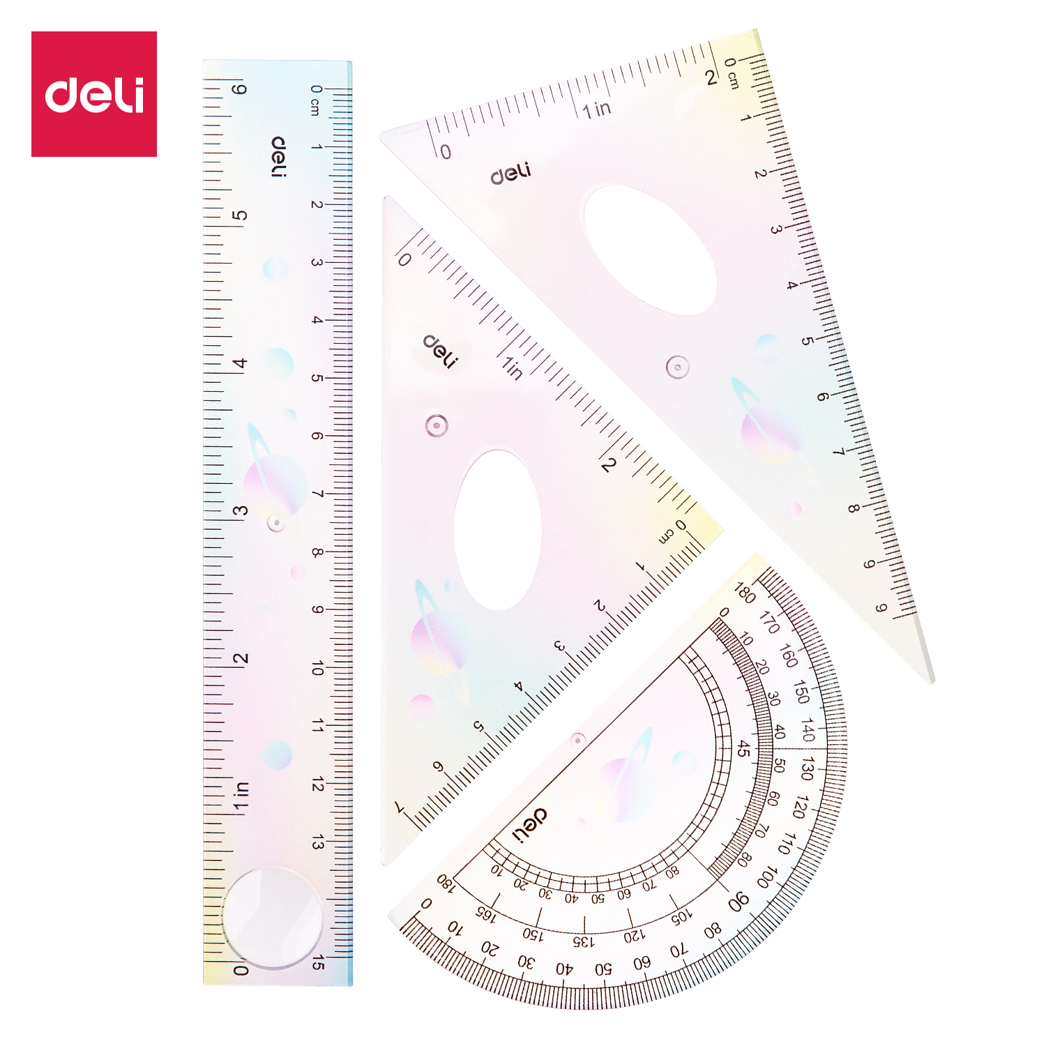 deli EH652 Ruler Set, 4 PCS set(Ruler:15cm), Assorted Colors - Image 2