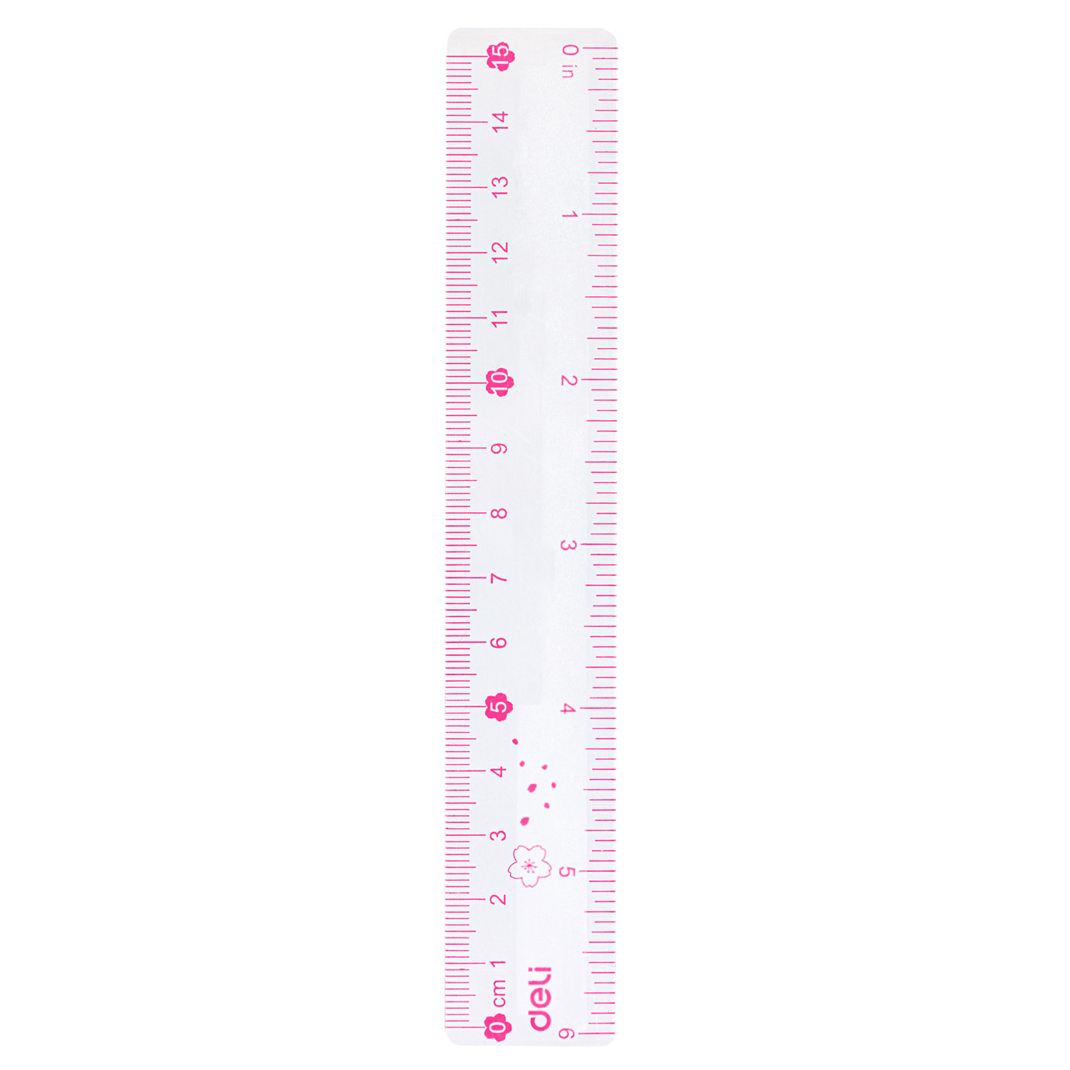 deli EH655 Ruler, 15cm, 6Inch Metric and inch graduation, PINK, BLUE Assorted Colors - Image 2