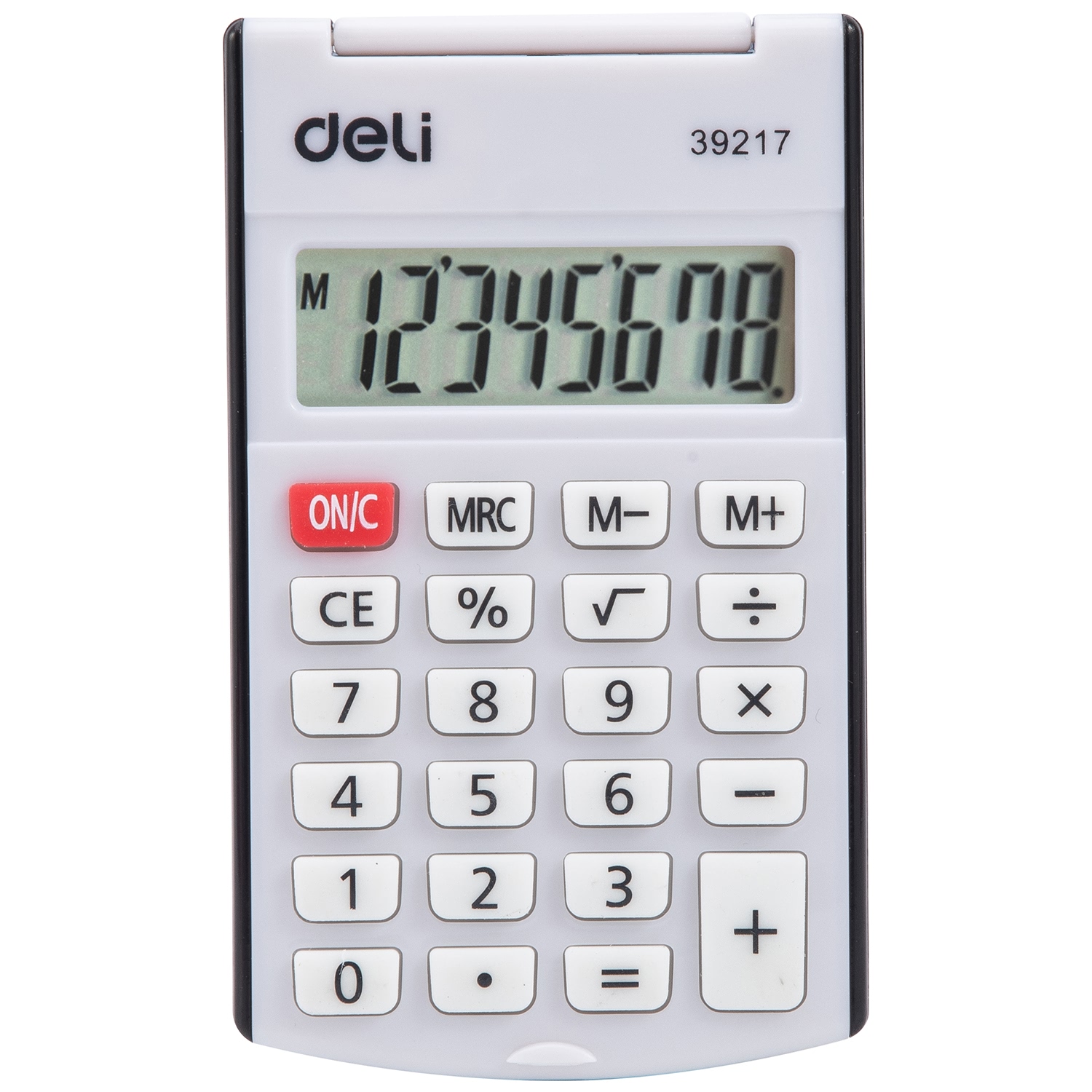 deli E39217 Portable Calculator, Plastic-8 digits,h/cover, Black - Image 2