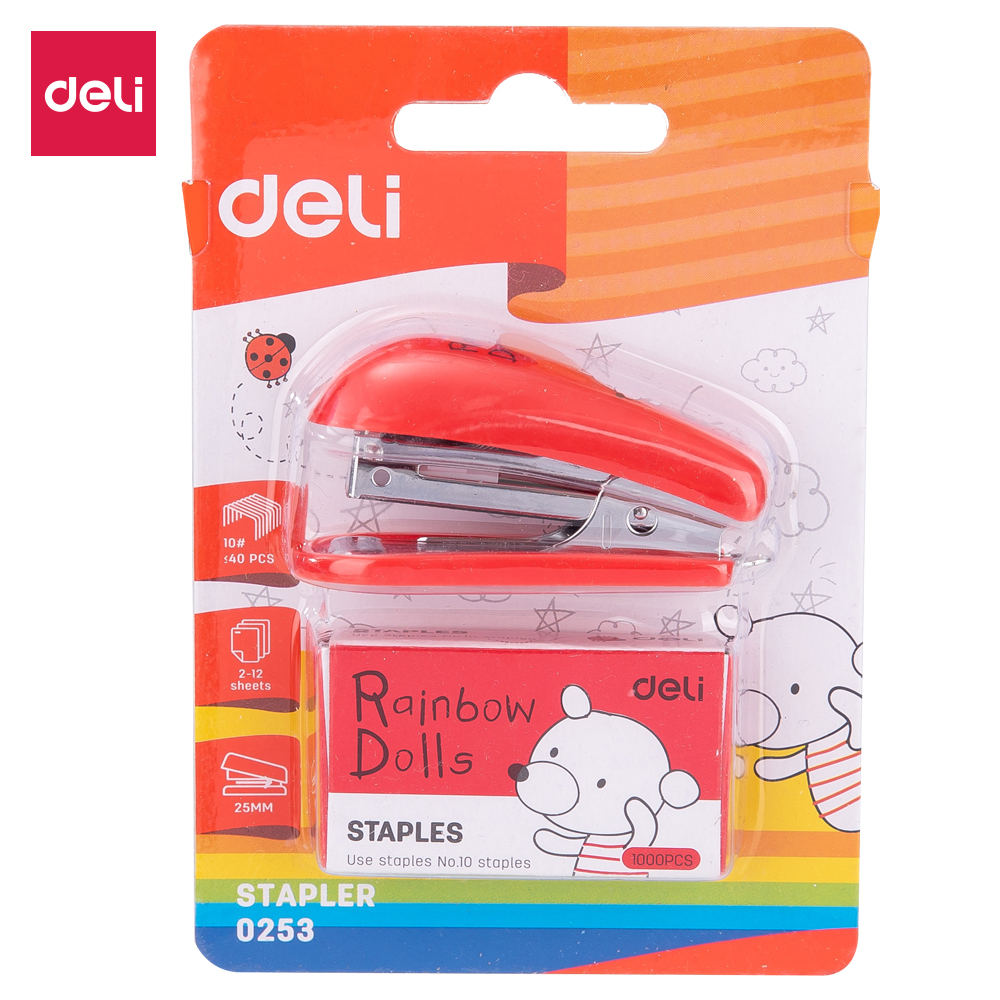 deli E0253 Mini Stapler, 15sheets,#10, Assorted Colors - Image 2