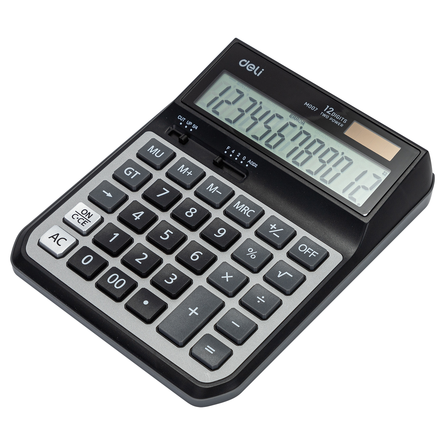 deli EM00720 Desktop Calculator, Metal-12 digits, Grey - Image 2