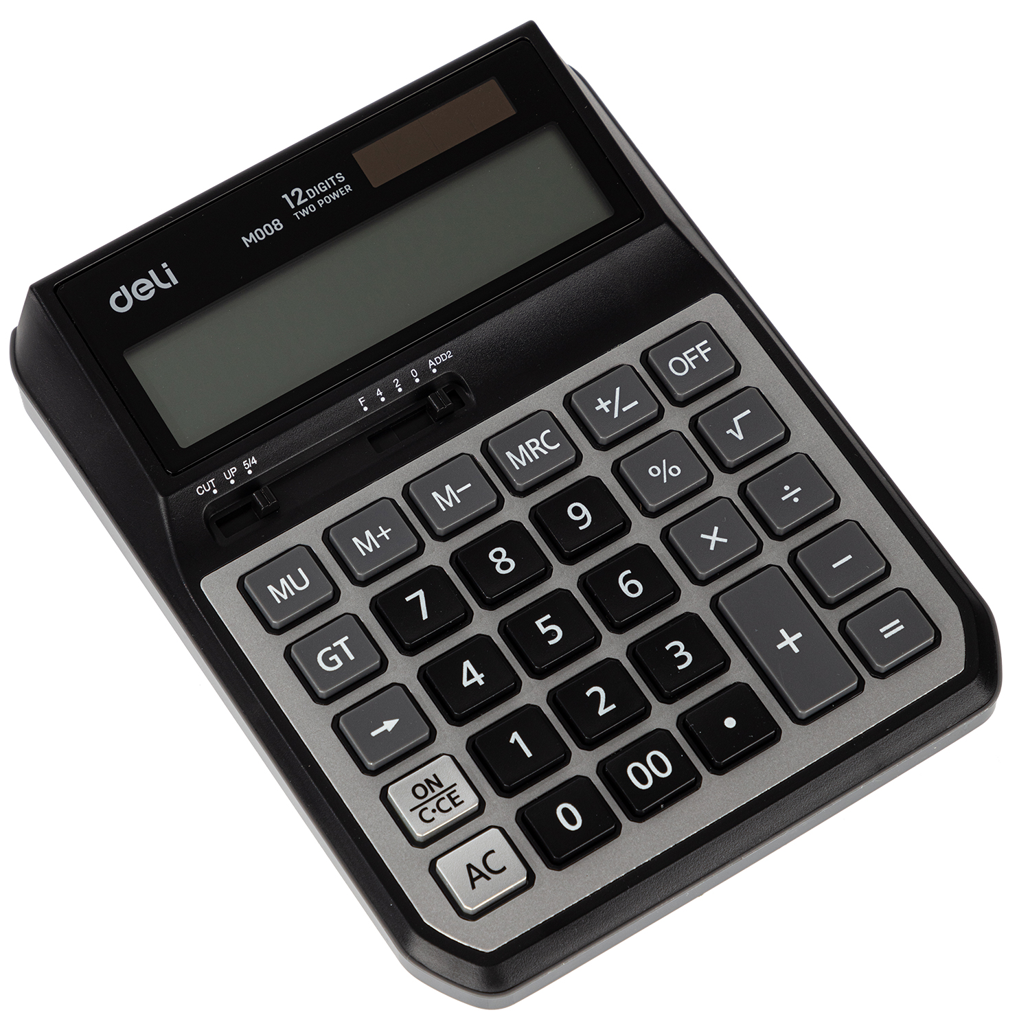 deli EM00820 Desktop Calculator, Metal-12 digits, Grey - Image 2