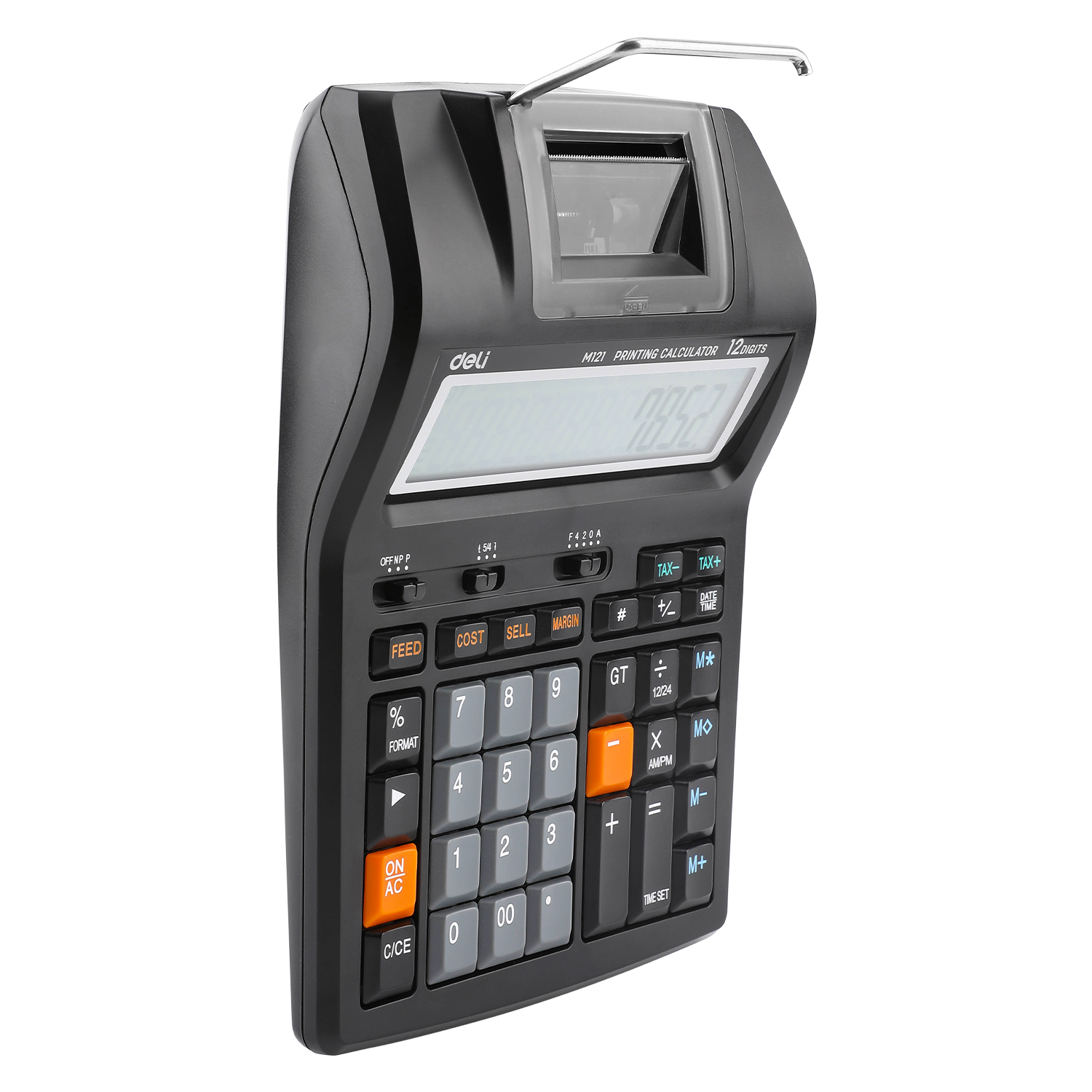 deli EM121-EU Printing Calculator, Plastic-12 digits, Black - Image 2