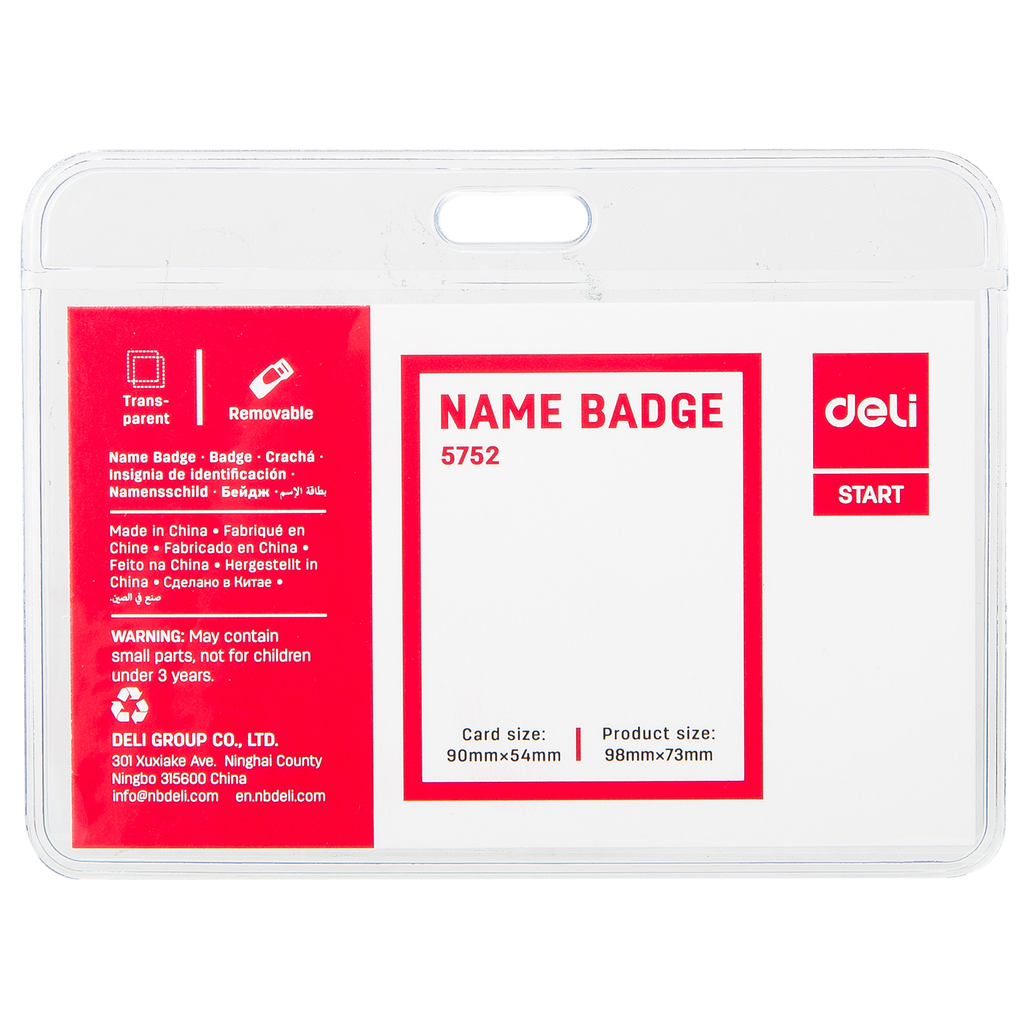 deli E5752 Name Badge & Clip, Inner core size: 90*54mm, Blue - Image 2
