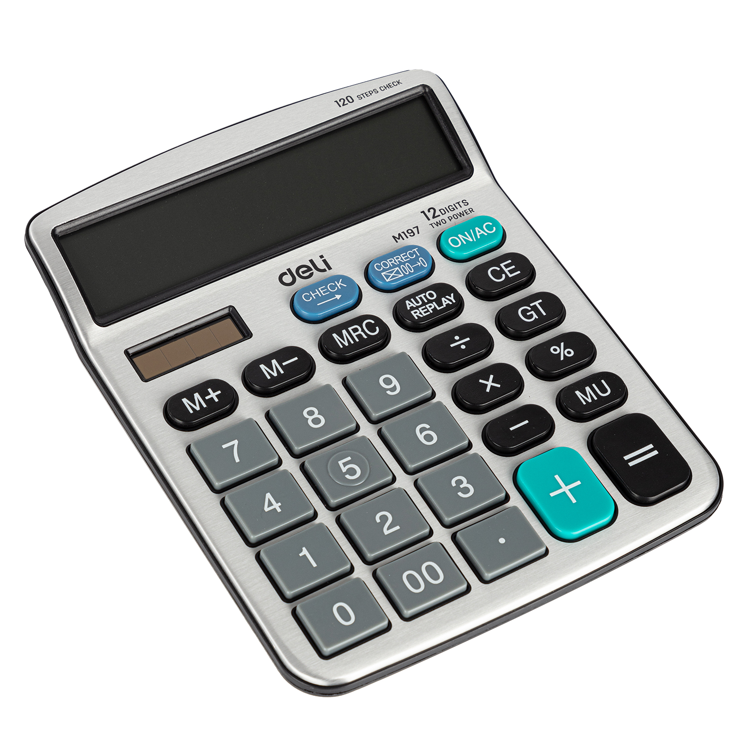 deli EM19710 Desktop Calculator, Metal-12 digits, 120 steps check, Silver - Image 2
