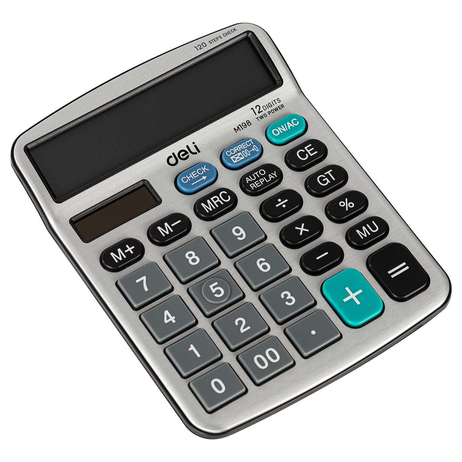 deli EM19810 Desktop Calculator, Metal-12 digits, 120 steps check, Silver - Image 2