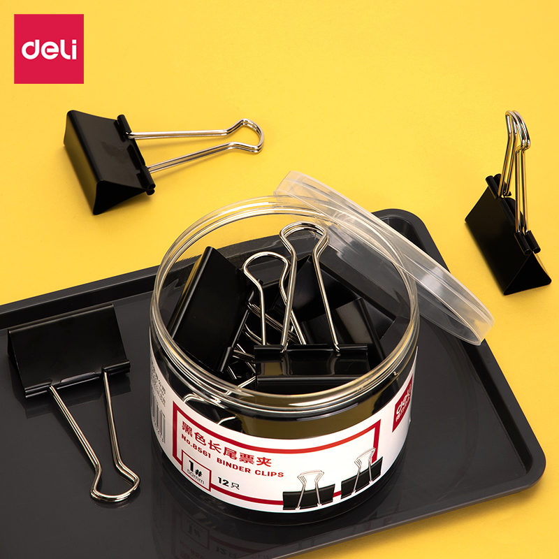 deli 8561 Binder Clip, 51mm(12PCS/tube), Black - Image 2