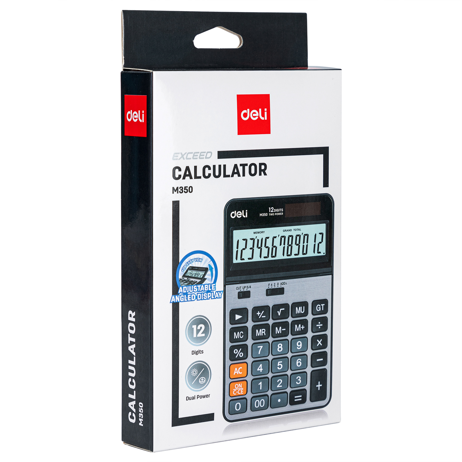 deli EM350 Calculator, Metal-12 digits, Silver - Image 2