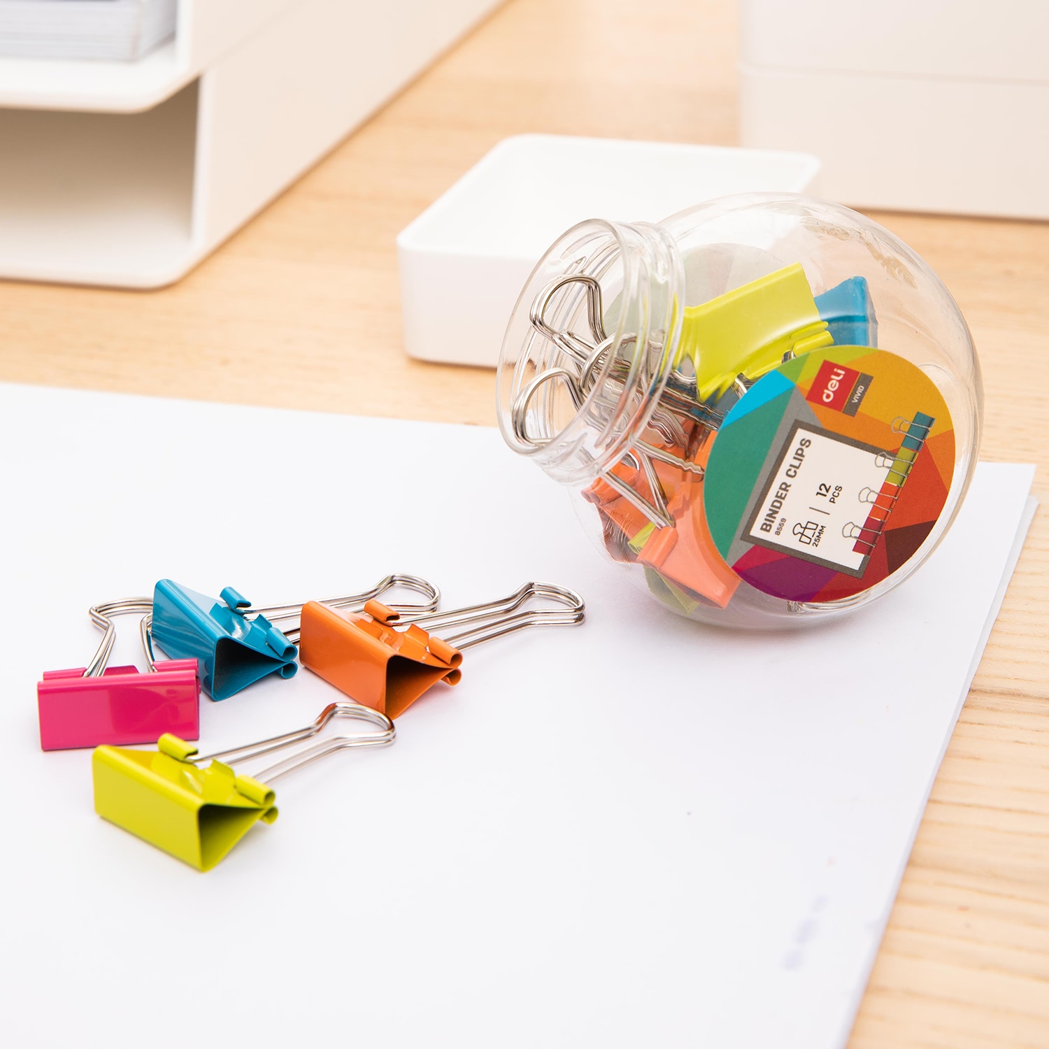 deli E8559 Effortless Binder Clip, 25mm, Assorted Colors - Image 3