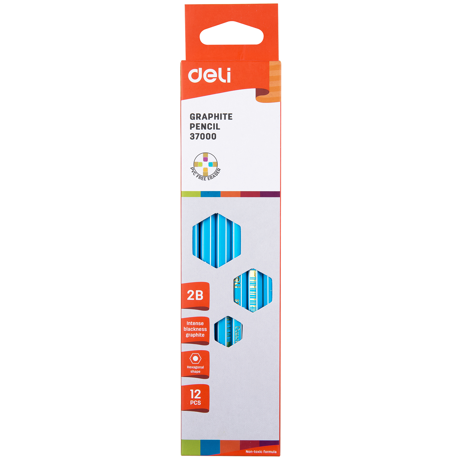 deli E37000 Graphite Pencil, 2B, Assorted Colors - Image 3