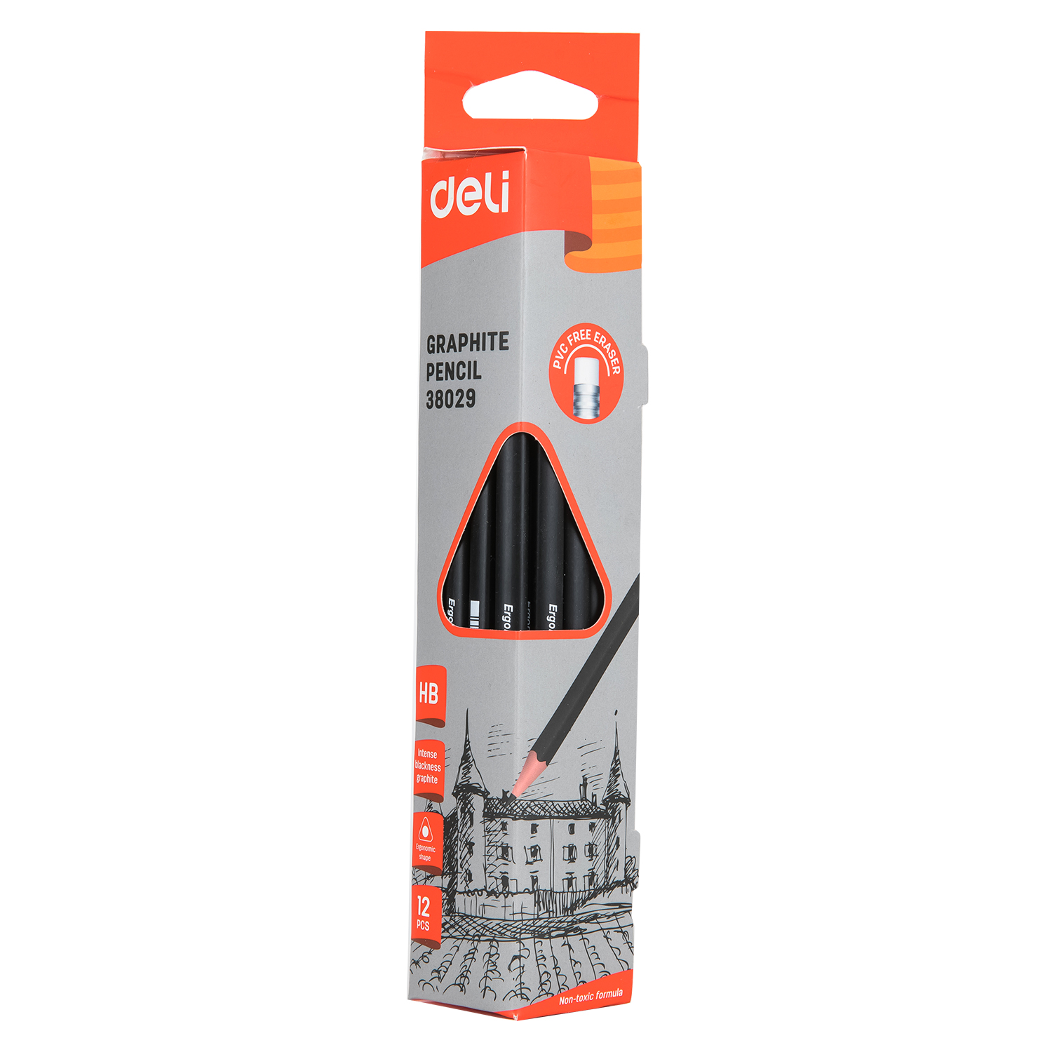 deli E38029 Graphite Pencil, HB, Black - Image 3
