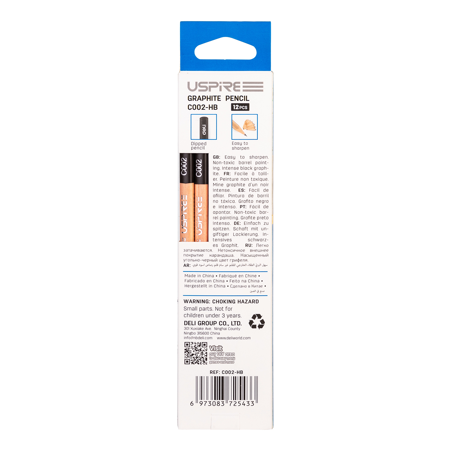 deli EC002-HB Graphite Pencil, HB, Assorted Colors - Image 3