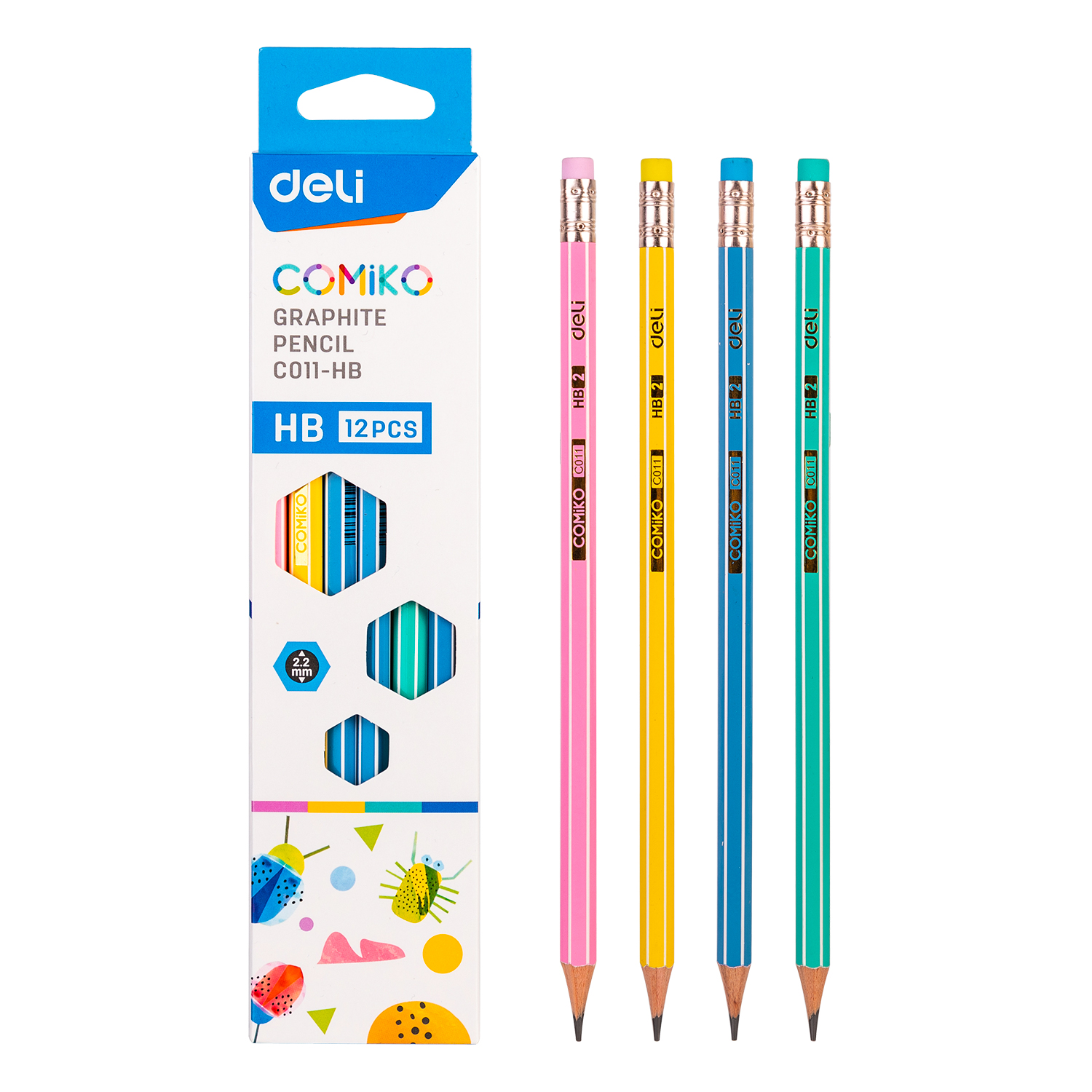 deli EC011-HB Graphite Pencil, HB, Assorted Colors - Image 3