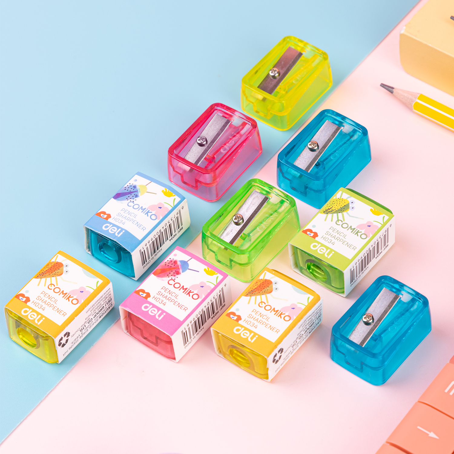 deli EH034 Pencil Sharpener, One hole-for Standard pencil φ 8 mm, Assorted Colors - Image 3