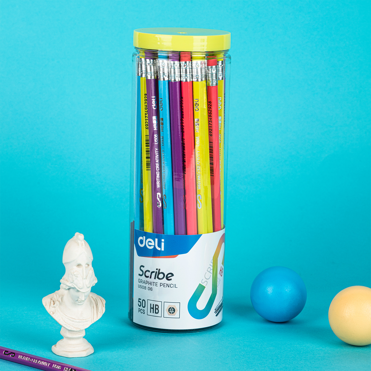 deli EU50806 Graphite Pencil, HB, Assorted Colors - Image 3