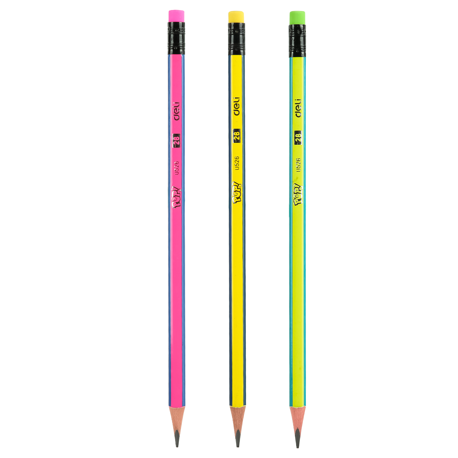 deli EU52606 Graphite Pencil, 2B, Assorted Colors - Image 3