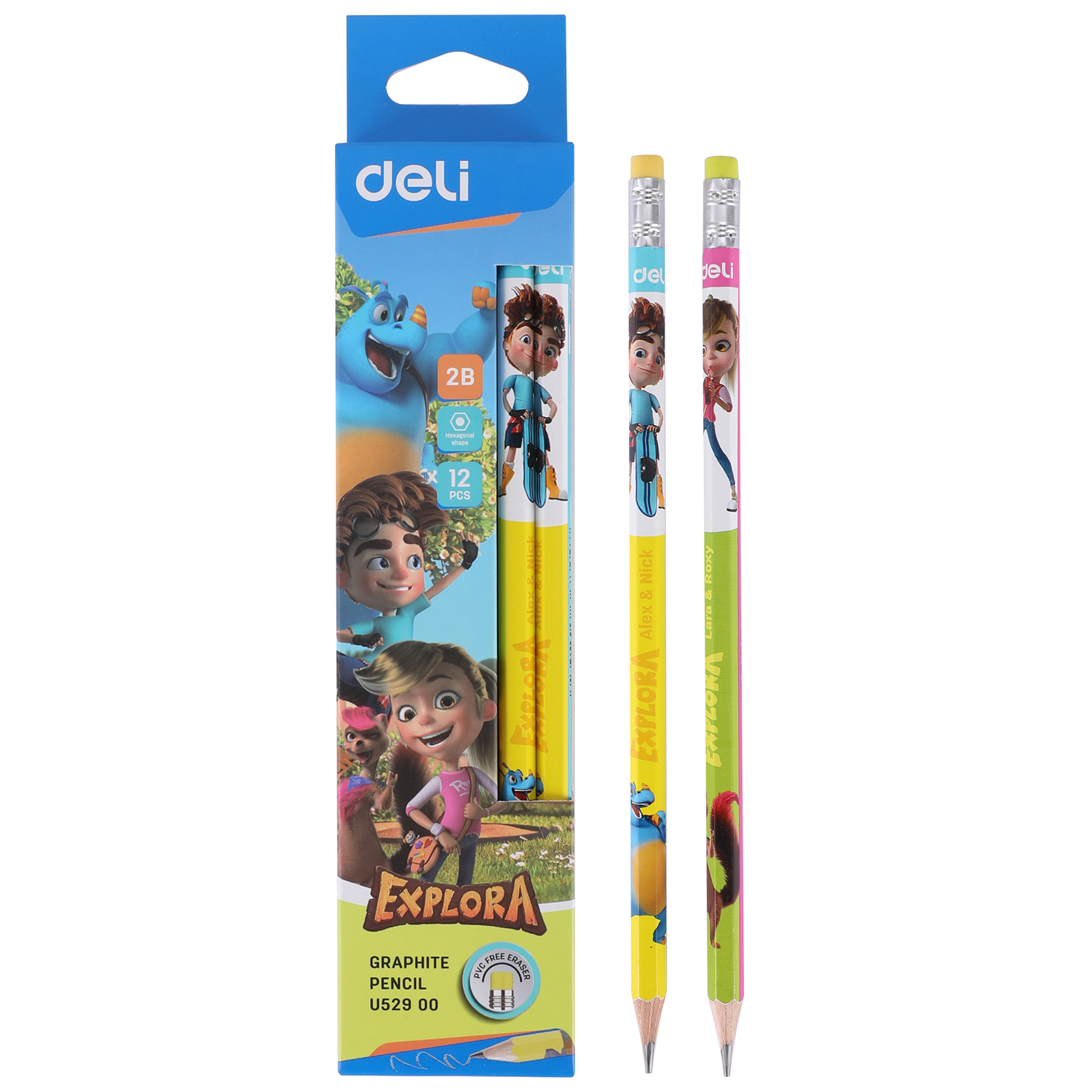 deli EU52900 Graphite Pencil, 2B, Assorted Colors - Image 3