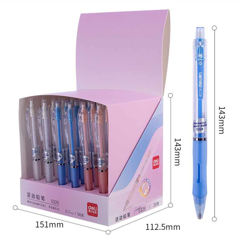 deli S326 Mechanical Pencil, 0.7mm, Assorted Colors - Image 3