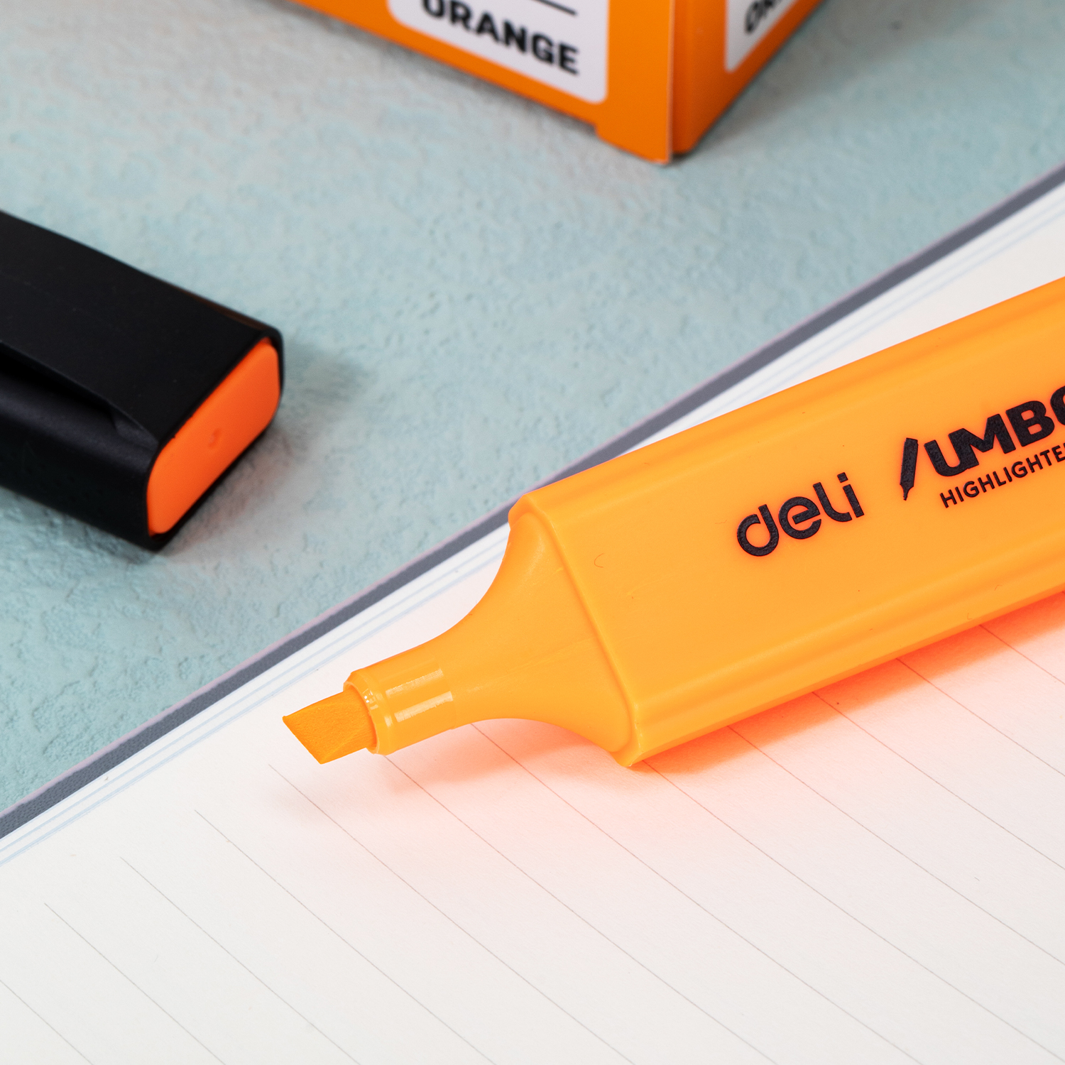 deli EU366-OR Highlighter, Chisel tip: 1~5mm, Orange - Image 3