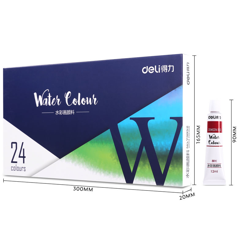 deli 73852 Watercolor Painting, 24 colors 12ml, Blue - Image 3