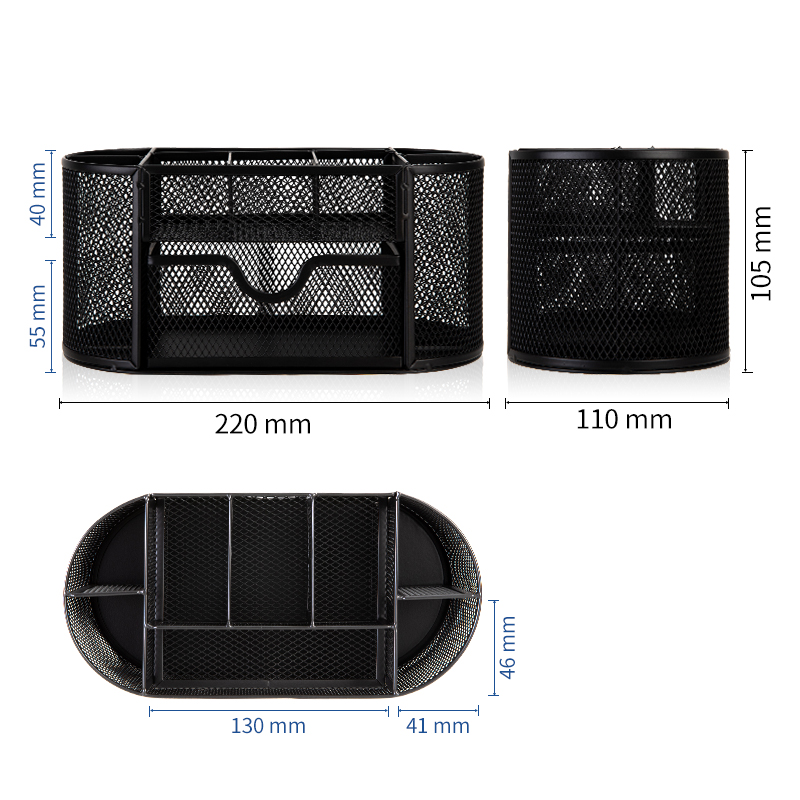 deli 8902 Desk Organizer, 220×112×104mm, Black - Image 3
