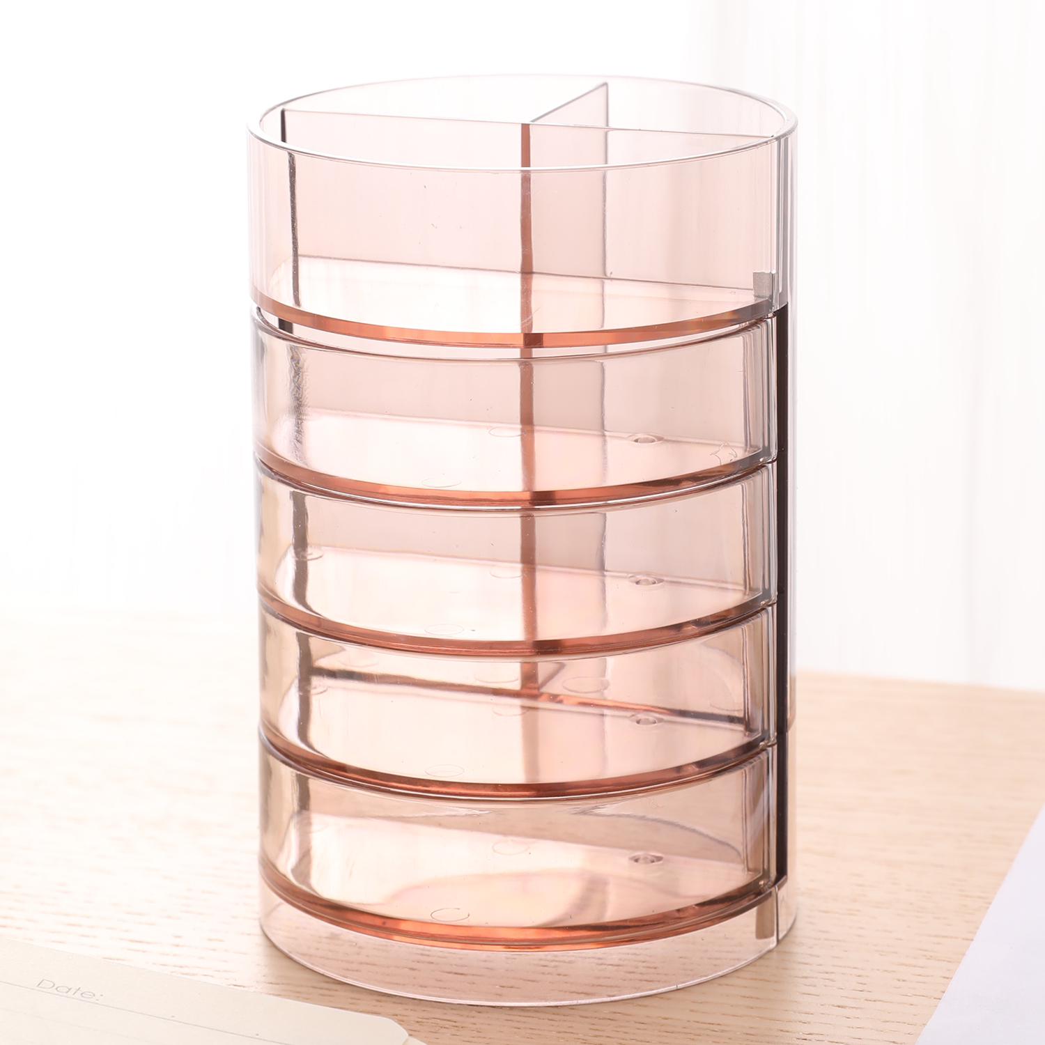 deli E906 Pen Holder, φ90×135mm, Brown - Image 3