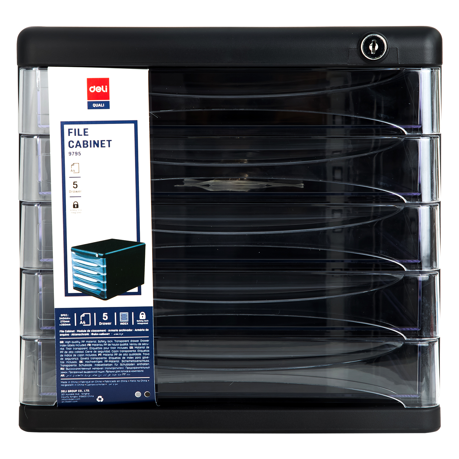 deli E9795 File Cabinet, 270×360×260mm, Black - Image 3