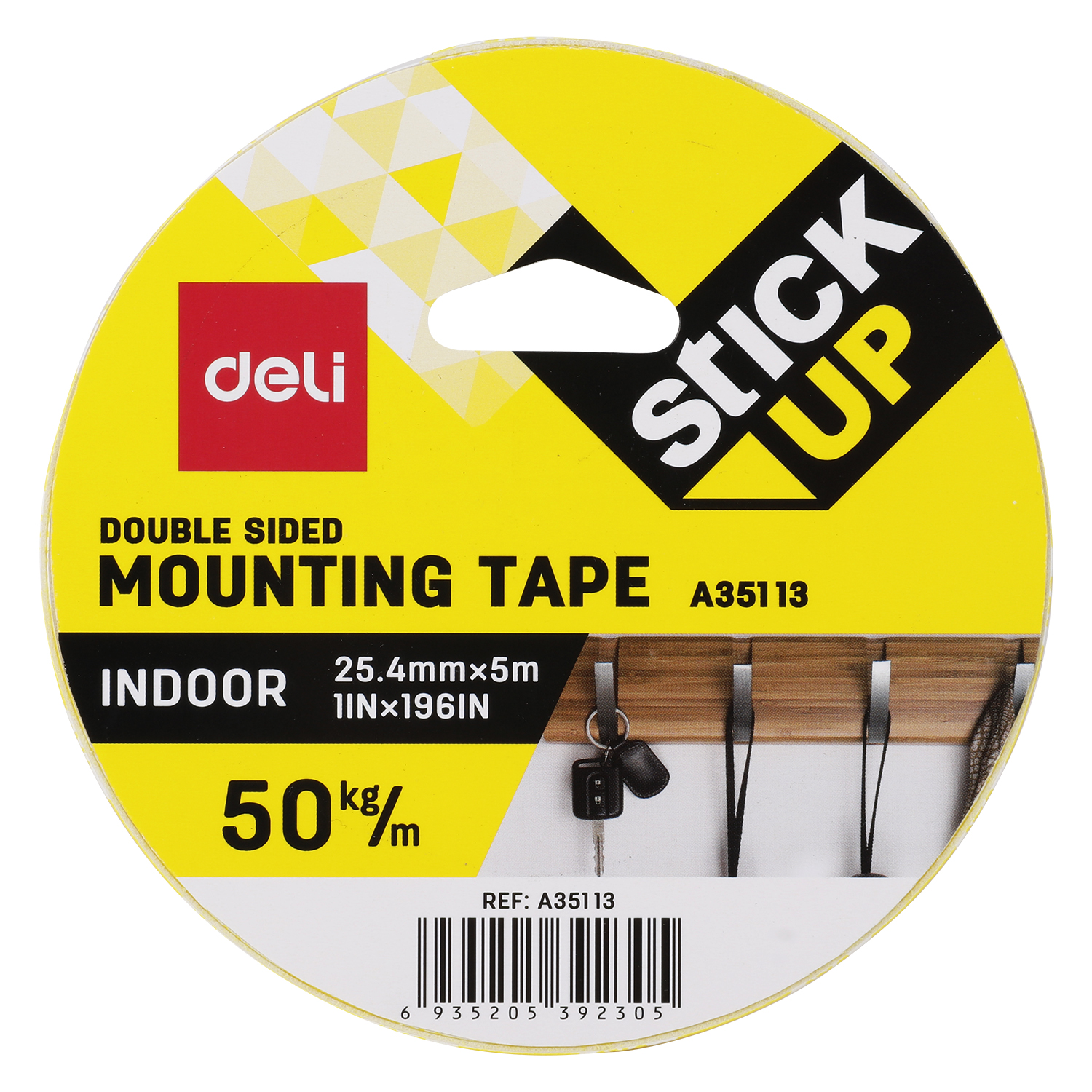 deli EA35113 Mounting Tape, 1mm*25.4mm*5M, White - Image 3