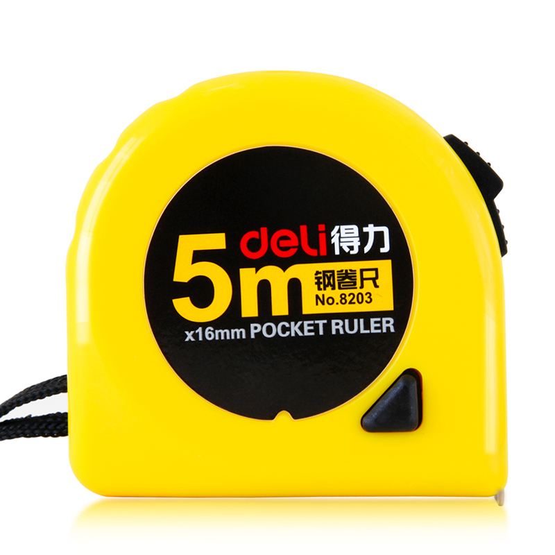 deli 8203 Steel Measure Tape, 5m, Yellow - Image 3