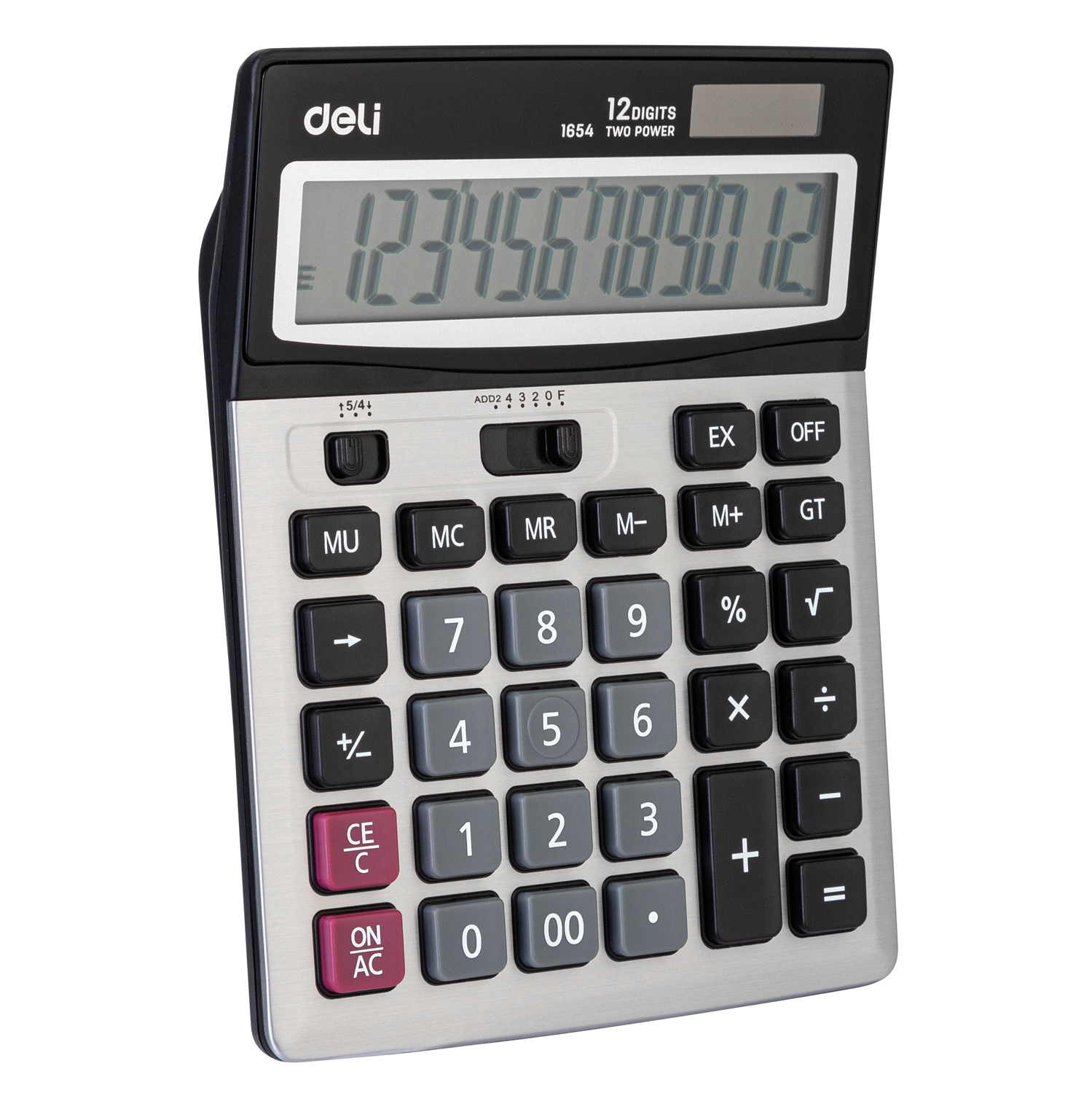 deli E1654 Desktop Calculator, Metal-12 digits, Silver - Image 3