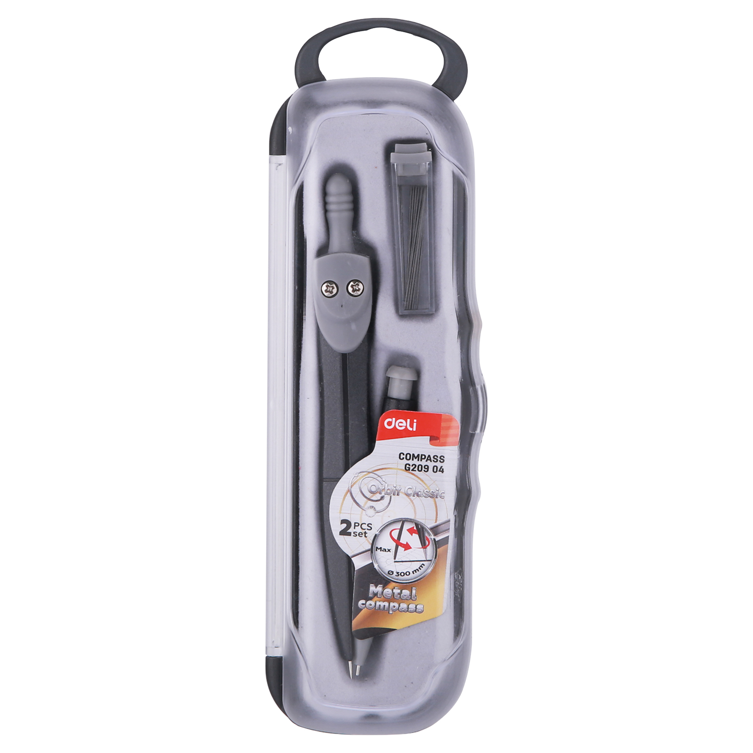 deli EG20904 Compass, Metal, with mechanical pencil, Silver - Image 3