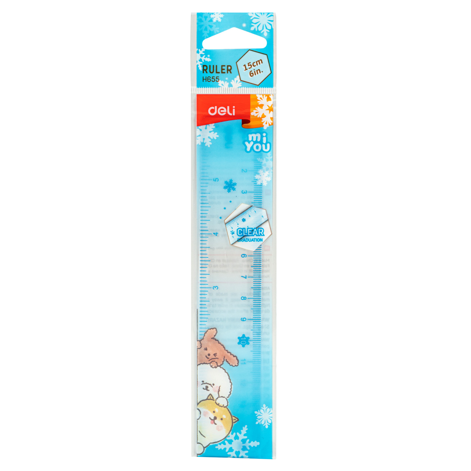 deli EH655 Ruler, 15cm, 6Inch Metric and inch graduation, PINK, BLUE Assorted Colors - Image 3