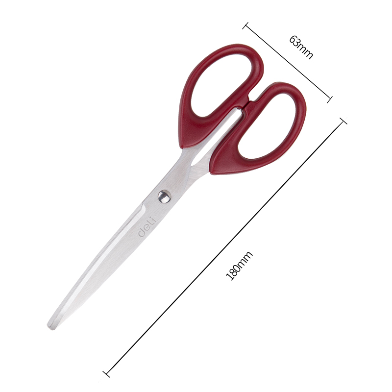 deli 6009 Scissors, 180mm 7, Red - Image 3
