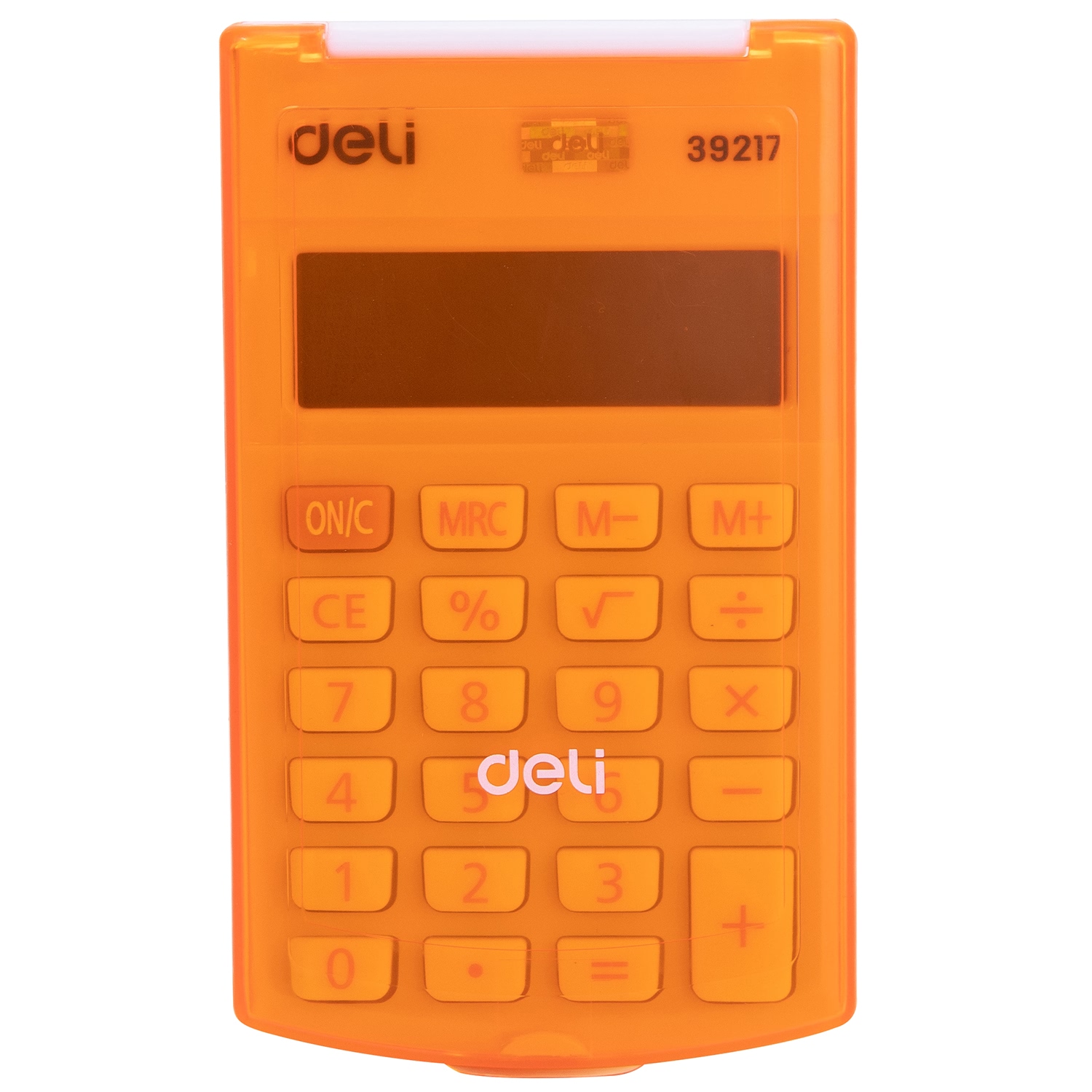 deli E39217 Portable Calculator, Plastic-8 digits,h/cover, Orange - Image 3