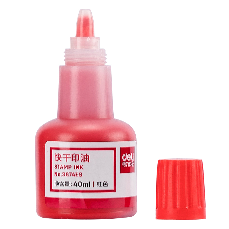 deli 9874 Stamp Ink, 40 ml ink, Red - Image 3