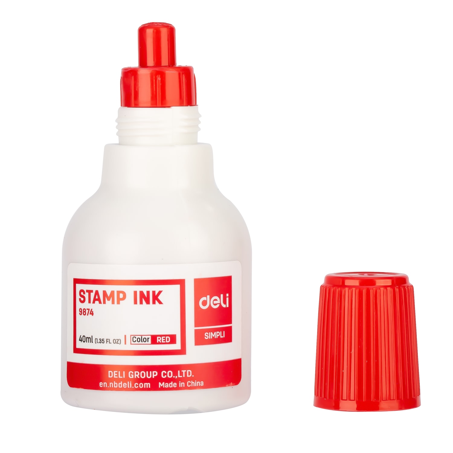 deli E9874 Stamp Ink, 40 ml ink, Red - Image 3