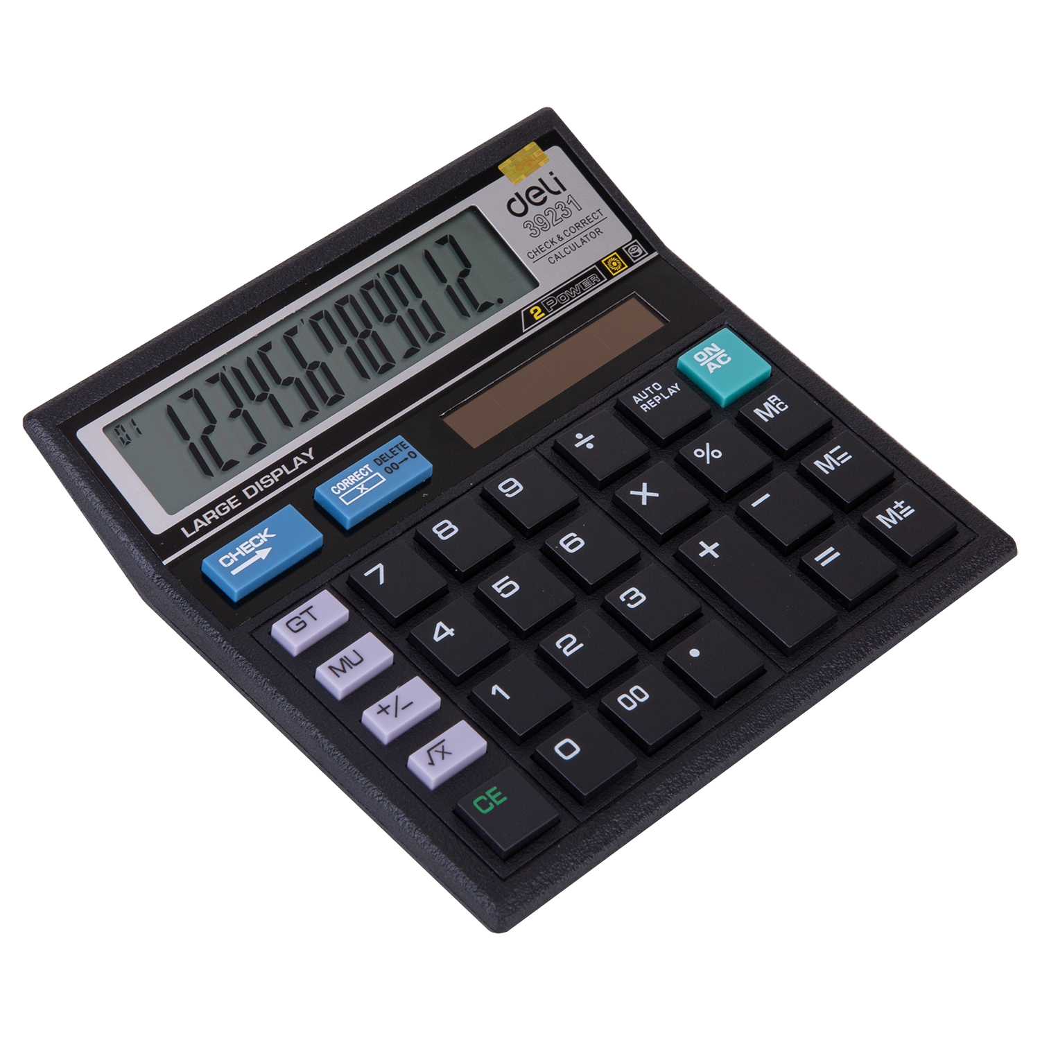 deli E39231 Desktop Calculator, Plastic-12 digits, 120 steps check, Black - Image 3