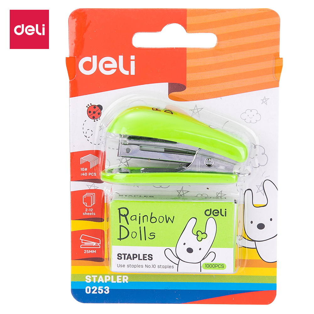 deli E0253 Mini Stapler, 15sheets,#10, Assorted Colors - Image 3