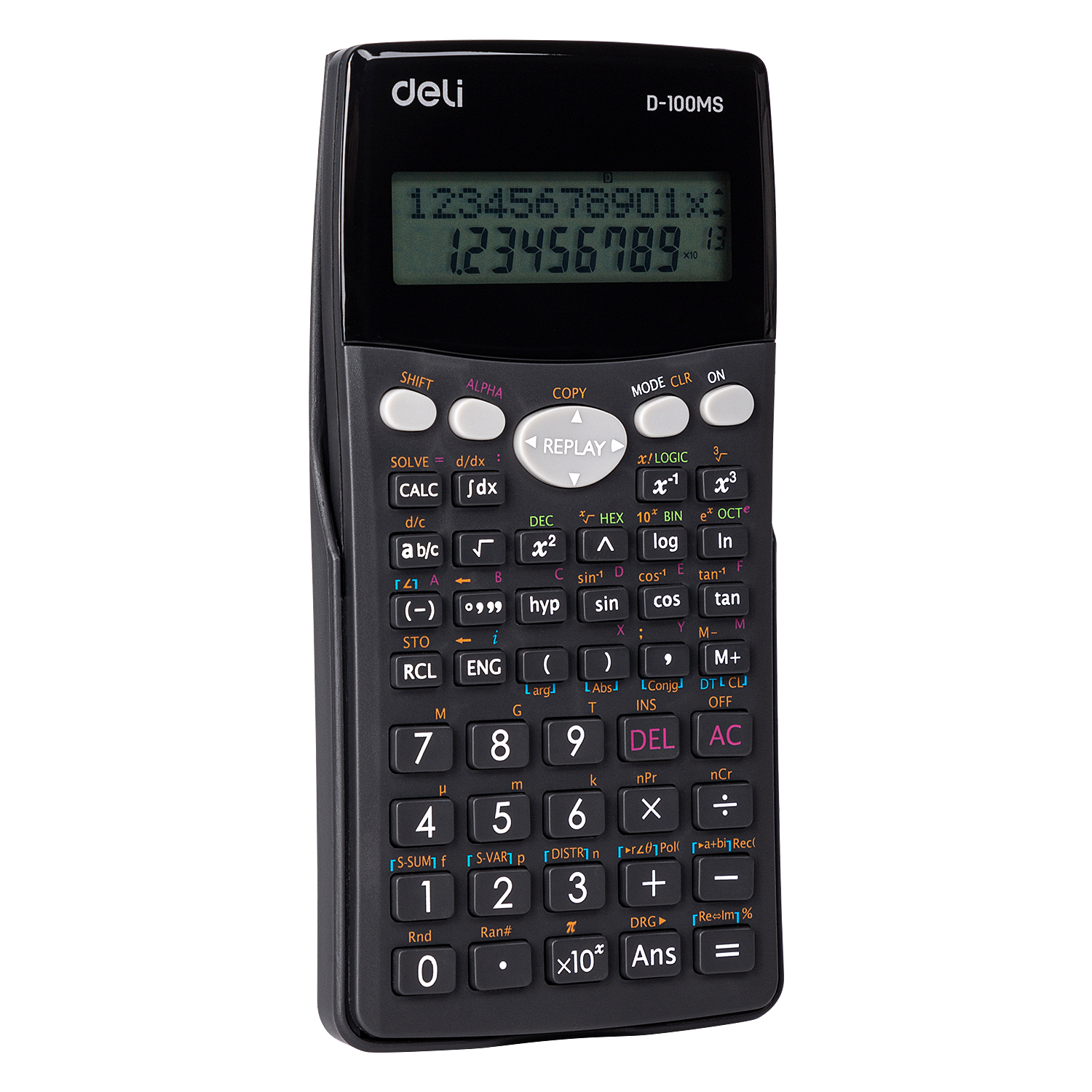 deli ED-100MS Scientific Calculator, 300F-two line display-10+2 digits, Dark Grey - Image 3
