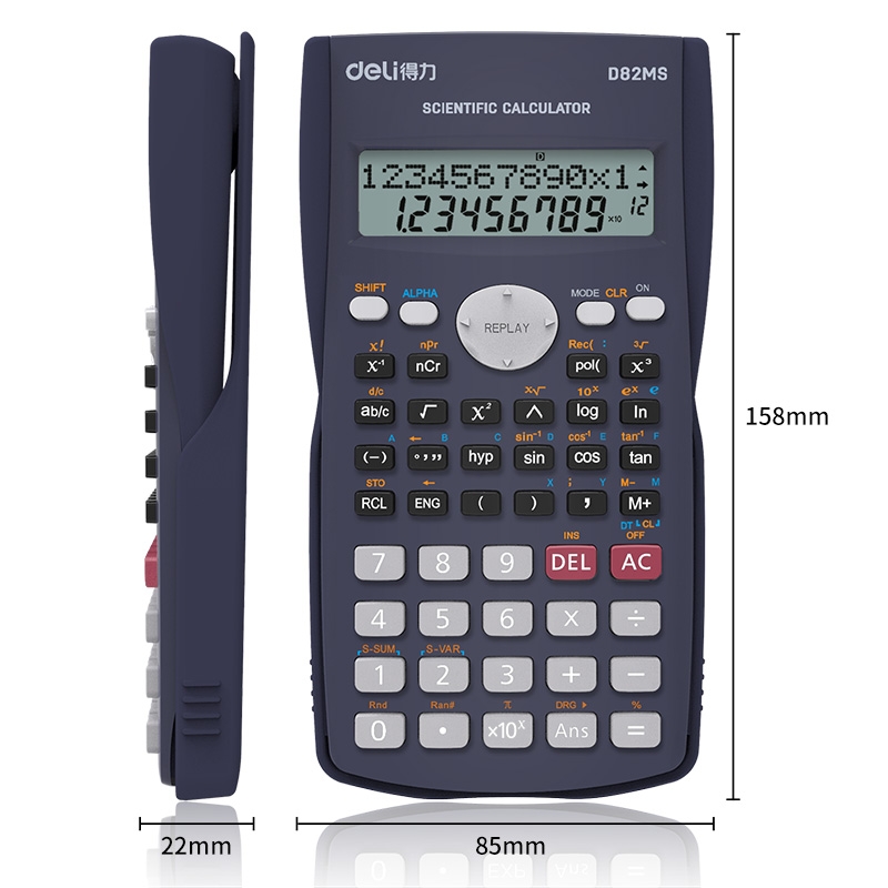 deli ED82MS Scientific Calculator, 240F-two line display-10+2 digits, Dark Blue - Image 3