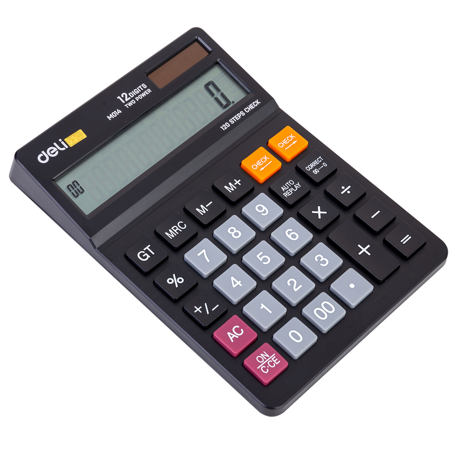 deli EM01420 Desktop Calculator, Plastic-12 Digits, 120 steps check, Black - Image 3