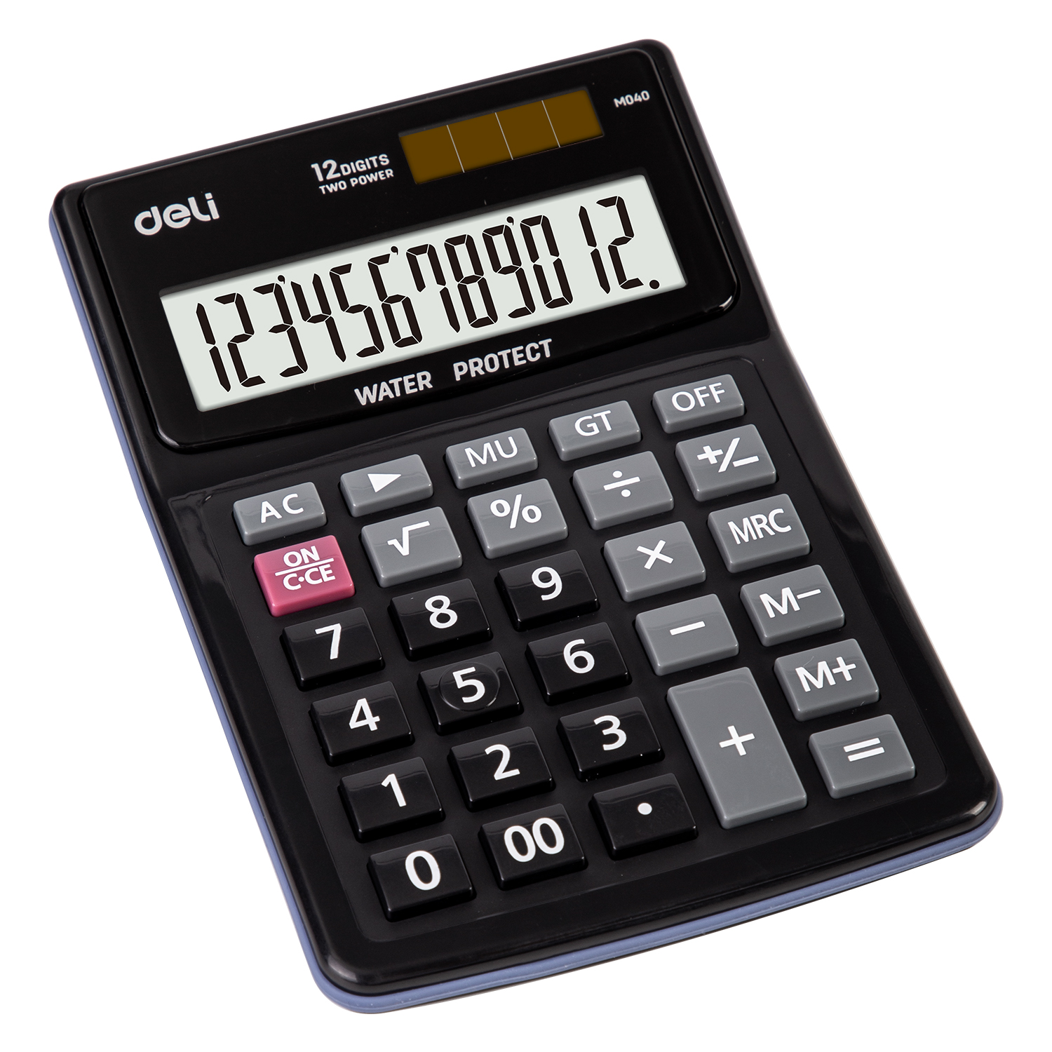 deli EM04031 Water Protect Calculator, Plastic-12 digits,water protect, Black Blue - Image 3