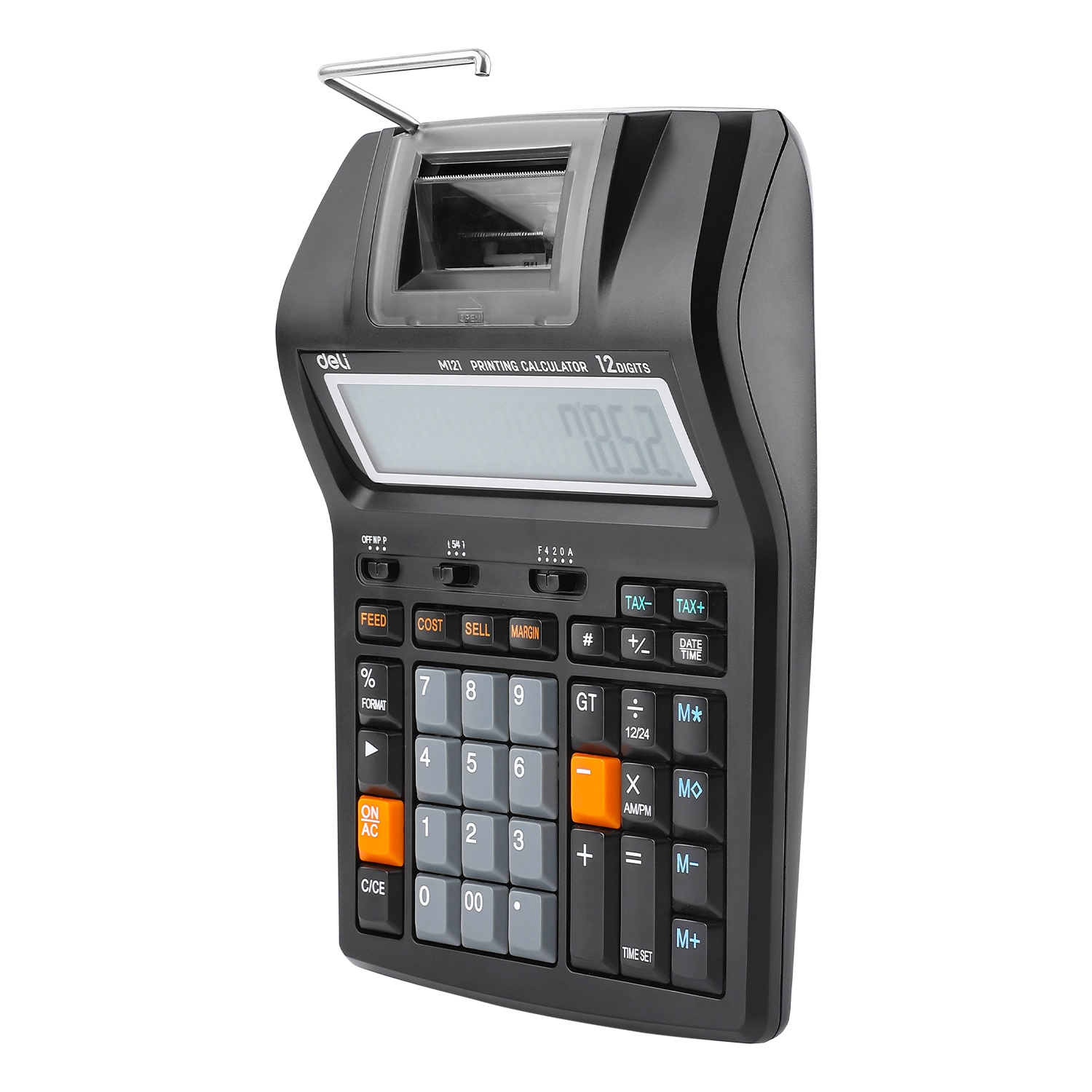 deli EM121-EU Printing Calculator, Plastic-12 digits, Black - Image 3